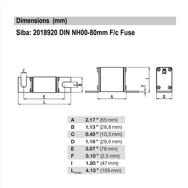 Siba NH00 315A 690V 2018920 Fusea (5 Pieces)