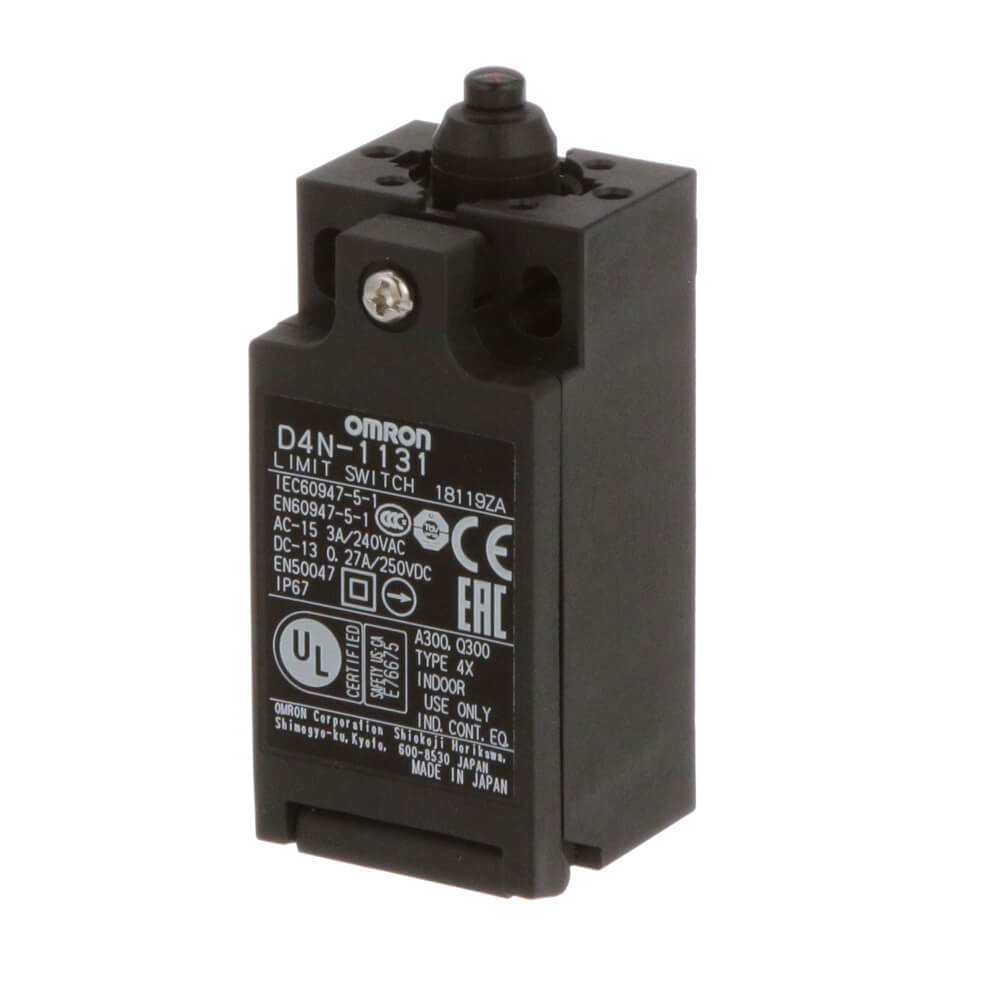 OMRON D4N-1131 Safety Limit Switch, 1NC/1NO, IP67 Protection, Plunger Actuator