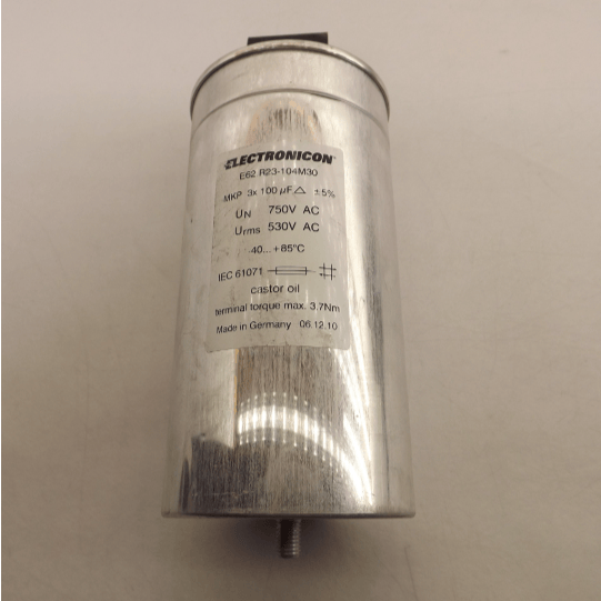 ELECTRONICON E62.R23-104M30 3 PH, 530V, 3x80A, 750VAC, 3x100uF, 41/10 kw Capacitor (4 Pieces)