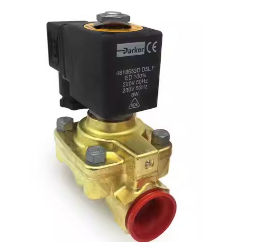 Electroválvula Parker 7321BCN00 serie 7321B con bobina, latón, normalmente cerrada, sello NBR, CA 220 V