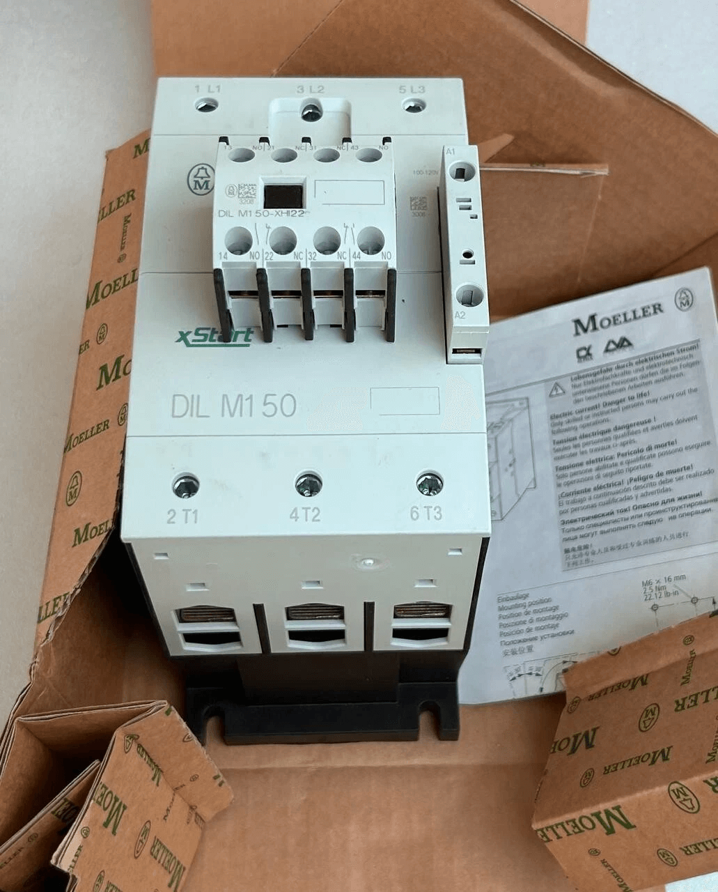 Eaton Moeller two-level category Eaton Moeller DILM150(RAC240) — DILM Series 3‑Pole Contactor, 75 kW @ 380–400 V, RAC240 Coil 190–240 VAC 50/60 Hz, Screw Terminals, IEC/UL Certified