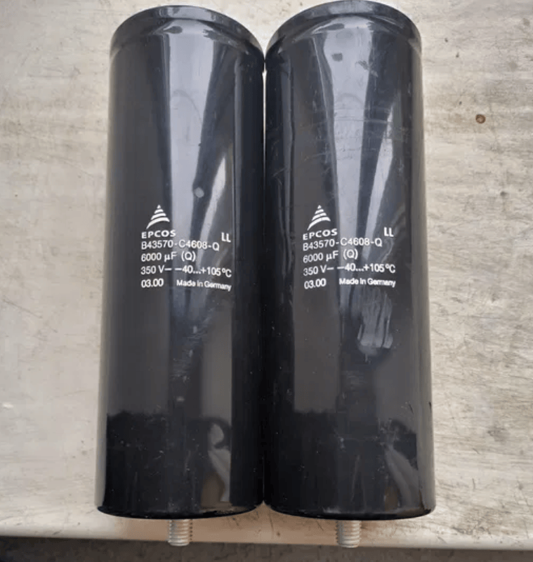 EPCOS Aluminum Electrolytic Capacitors TDK EPCOS B43570C4608Q Aluminum Electrolytic Capacitor, 6000µF 350V, Screw Terminal with Threaded Stud, 76.9×220.7mm, ESR 20mΩ, Ripple 15A, -40 to +105°C, B43570 Series – Pack of 12