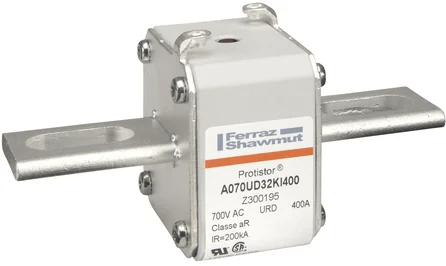 Ferraz Shawmut General Industrial Fuses Mersen A070UD32KI400 Protistor Fuse, 400A 700V AC, Size 32 aR, High-Speed Square Body with KI Bolted Contacts - Pack of 3