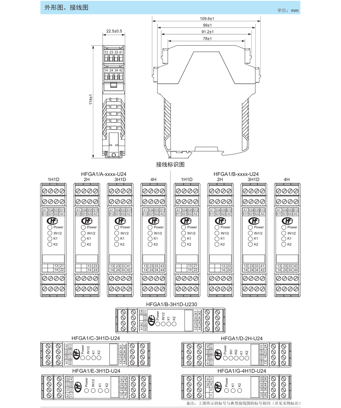 HONGFA HONGFA HFGA1/A-2H-U24 Safety Relay Module Standard Rail Installation