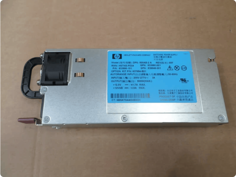 HP HP 500W Common Slot Hot-Plug Power Supply (PN: 637654-B21, SPN: 638549-001, Model: DPS-500AB-2A) - For HP ProLiant DL380 G7 G8 Servers