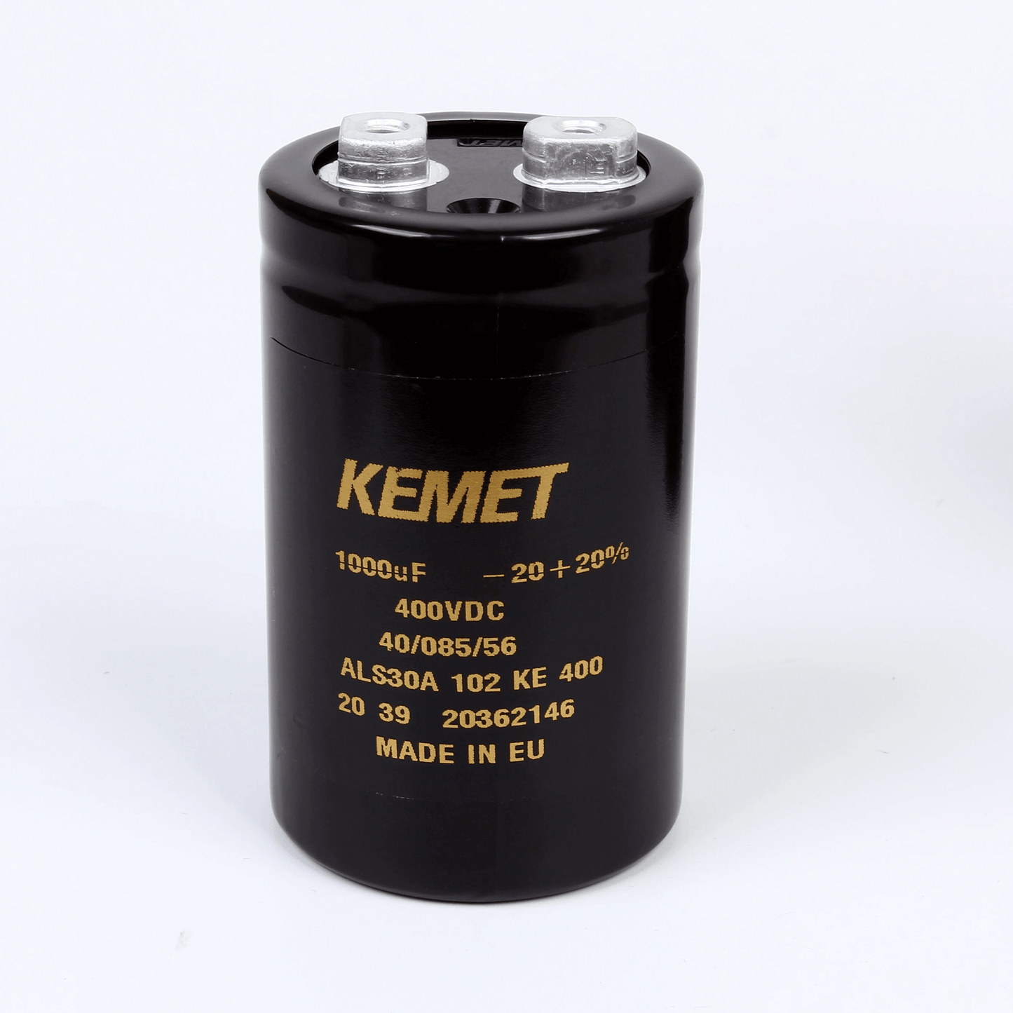 KEMET Aluminum Electrolytic Capacitors KEMET ALS30A102KE400 — ALS30 Series Screw‑Terminal Aluminum Electrolytic Capacitor, 1000 µF ±20%, 400 VDC, 18,000 hr, Ø51×82 mm, Lead Spacing 22.2 mm, ESR 139 mΩ @100 Hz, Ripple 5.8 A — Pack of 5
