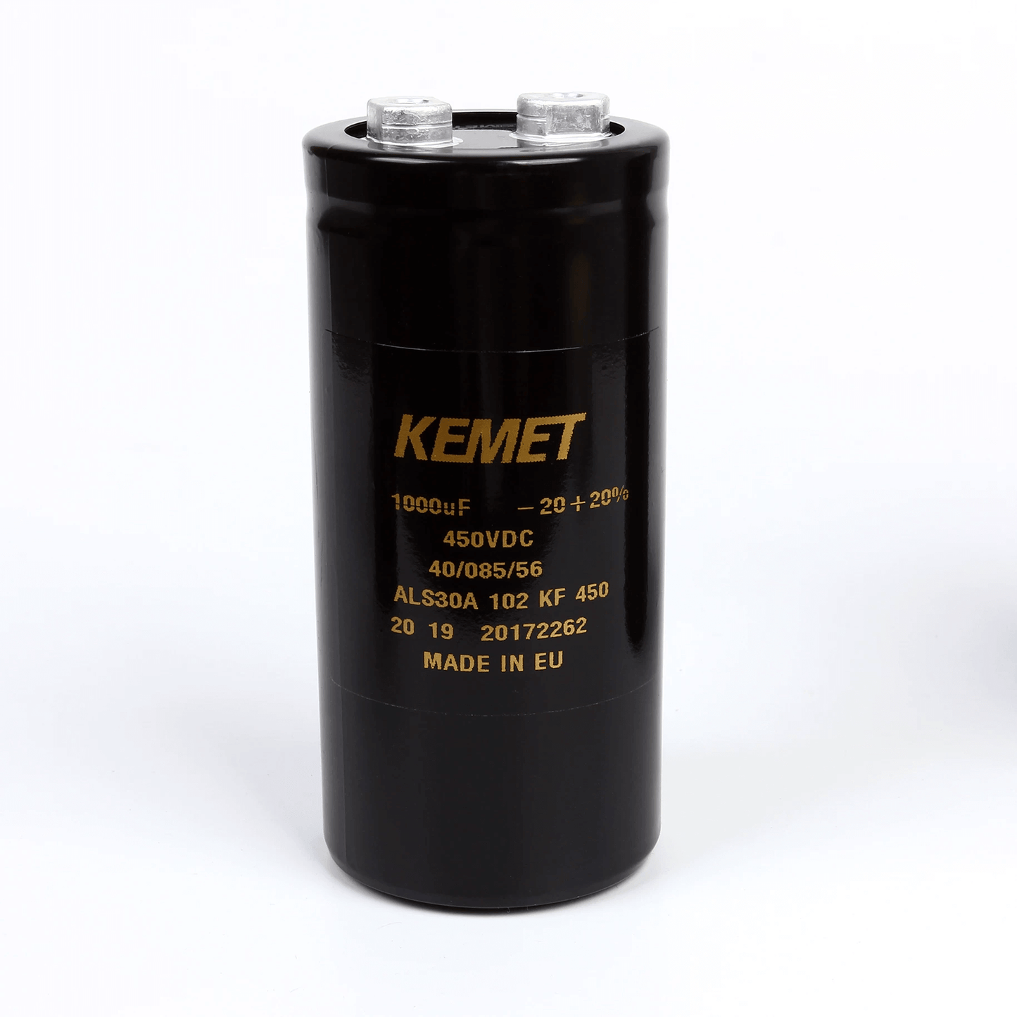 KEMET Aluminum Electrolytic Capacitors KEMET ALS30A102KF450 — ALS30 Series Screw‑Terminal Aluminum Electrolytic Capacitor, 1000 µF ±20%, 450 VDC, 18,000 hr, Ø51×105 mm, Lead Spacing 22.2 mm, ESR 118 mΩ @100 Hz, Ripple 6.5 A — Pack of 5