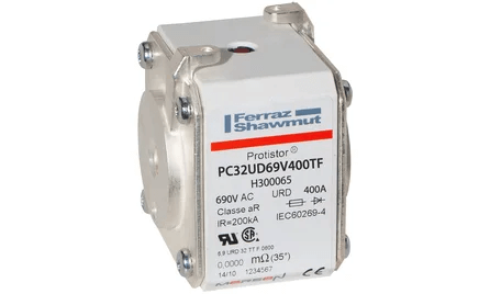 Mersen General Industrial Fuses Mersen H300065 PC32UD69V400TF Protistor Fuse, 400A 690V AC, Size 32 aR, High-Speed Square Body with Striker - Pack of 3