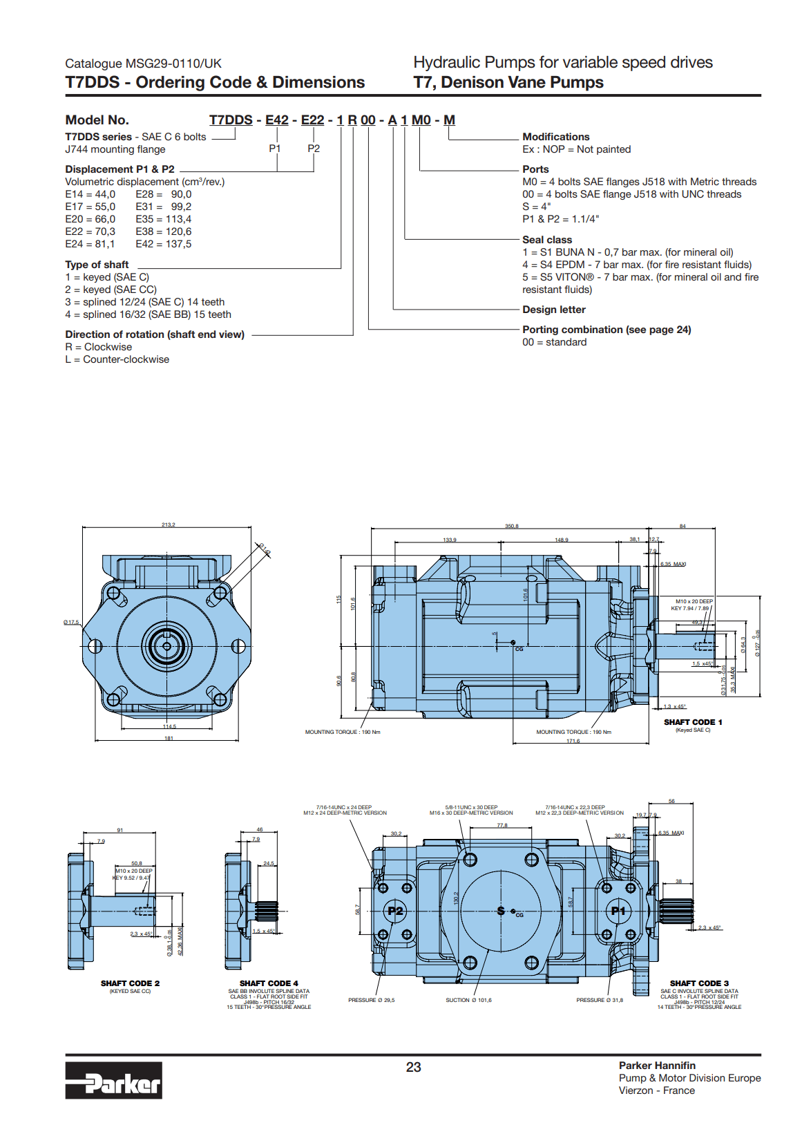 PARKER PARKER T7DDS-E42-E42-1R00-A1MO Hydraulic Pumps