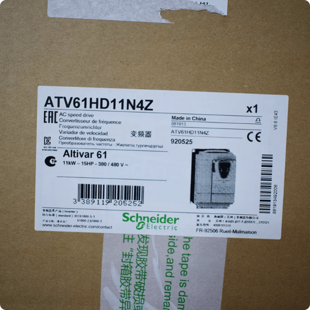 Schneider Schneider Electric Altivar ATV61HD11N4Z VFD, 15 HP (11 kW), 3-Phase 380-480V, IP20, EMC Filter