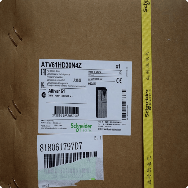 Schneider Schneider Electric Altivar ATV61HD30N4Z VFD, 40 HP (30 kW), 3-Phase 380-480V, IP20, EMC Filter, No HMI