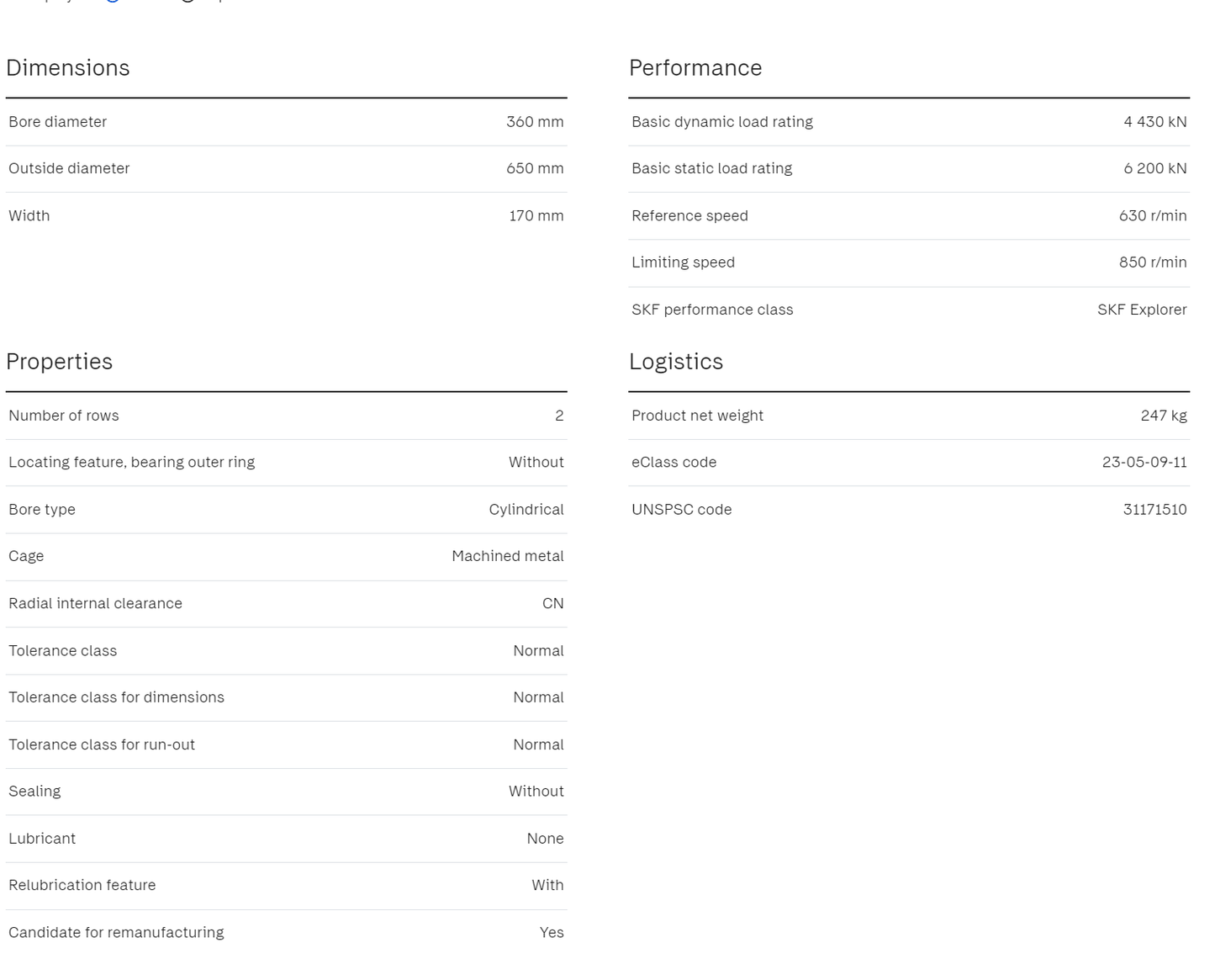 SKF SKF 22272 CA/W33 Spherical Roller Bearing (2 Pieces)