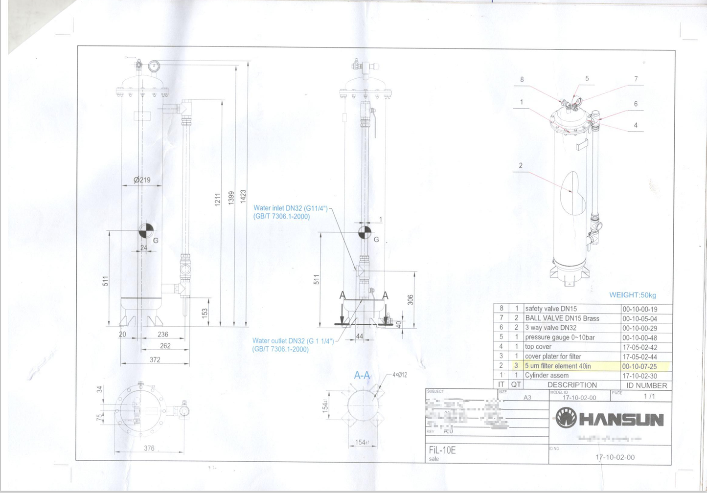 Hansun FIL-10 / 1B1424002 FILTER CARBON (6 Pieces)