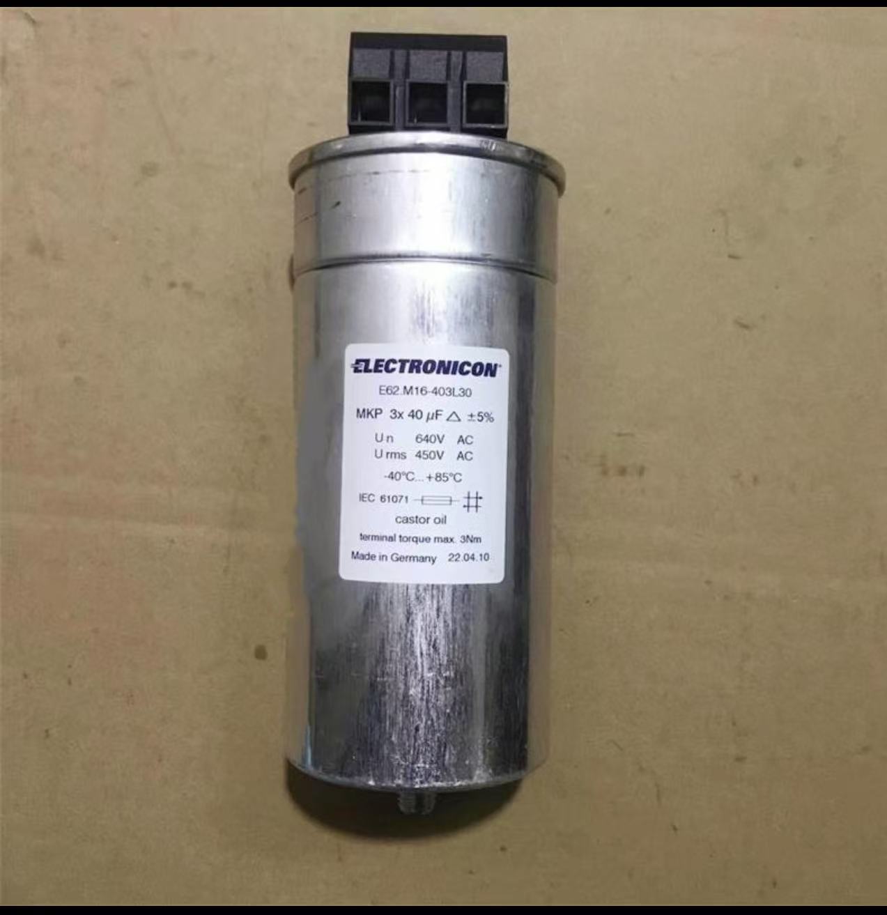 ELECTRONICON E62.M16-403L30 3-Phase MKP Capacitor, 3x 40µF 640V AC – Pack of 6