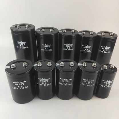 Nichicon CE Series Aluminum Electrolytic Capacitor, 1000uF 400V, 85°C, Snap-in Terminal - Pack of 9