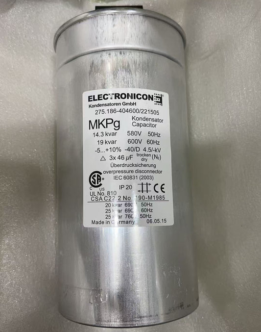 ELECTRONICON 275.186-404600/221505 MKPg Dry AC Capacitor, 46 µF, 580 V 50 Hz / 600 V 60 Hz, ±5/+10% – Pack of 10