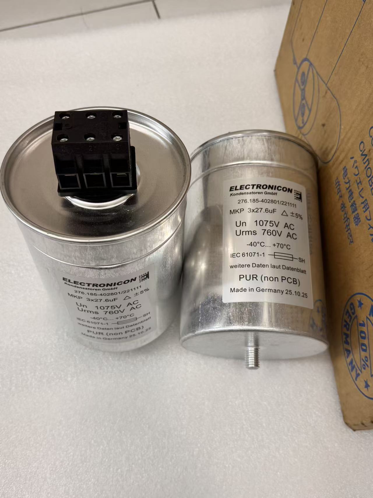 ELECTRONICON MKP 3x27.6µF 1075V AC Capacitor, PFC, Un 760V Urms, IEC 61071 - 276.185-402801 - Pack of 6