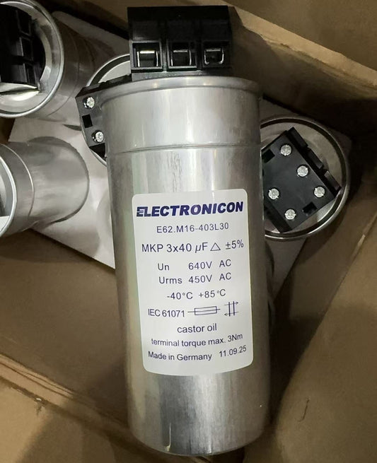 ELECTRONICON ELECTRONICON E62.M16-403L30 3-Phase MKP Capacitor, 3x 40µF 640V AC