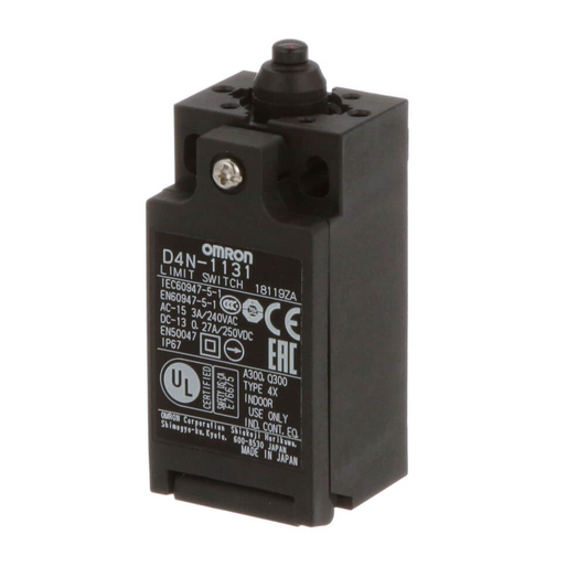 OMRON D4N-1131 Safety Limit Switch, 1NC/1NO, IP67 Protection, Plunger Actuator