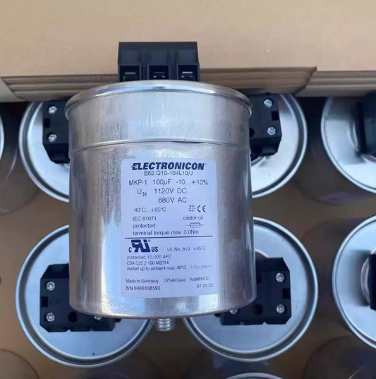 ELECTRONICON E62.Q10-104L10/J Power Capacitor - 100µF 1120V DC - Front Label Close-up