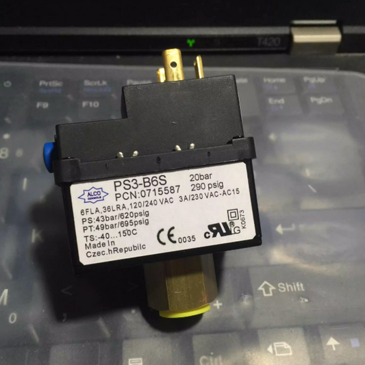 Emerson ALCO PS3-B6S Pressure Switch - 20 bar Manual Reset - Top Label View