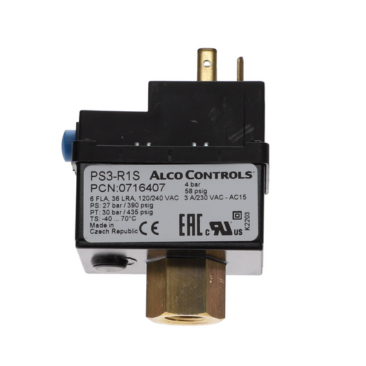 Emerson ALCO PS3-R1S Pressure Switch - 0.2 bar Setting - Front Label View