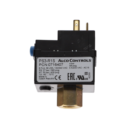 Emerson ALCO PS3-R1S Pressure Switch - 0.5 bar Fixed Setting - Angled Product View