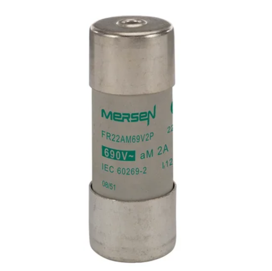 Mersen J216162 - FR22AM69V2P Ferrule Fuse, 2A 690V, 22x58mm