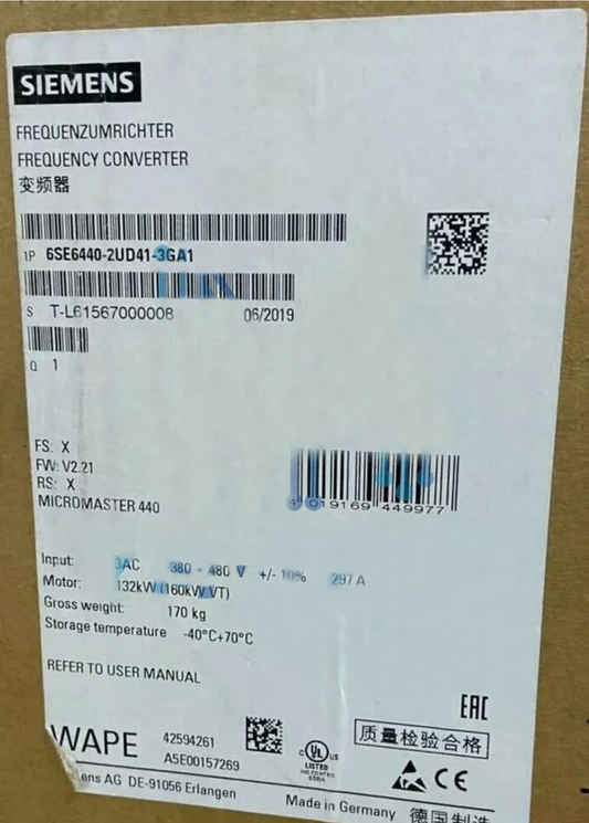 SIEMENS 6SE6440-2UD41-3GA1 132kW AC Inverter Drive