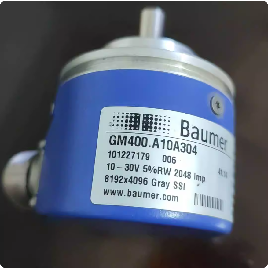 Baumer GM400.A10A304 Absolute Encoder, 8192/4096 Resolution, Gray SSI, 10-30V, 2048 Imp, Solid Shaft