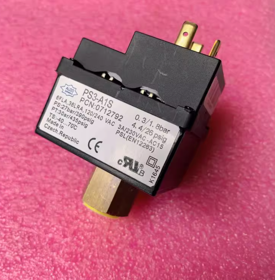 ALCO PS3-A1S Dual Pressure Switch, 0.3/1.8 bar 4/26 psig, SPDT, Refrigeration/HVAC, PCN 0712792