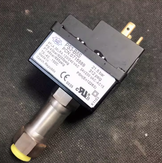 ALCO PS3-B6S Adjustable Pressure Switch, 21.5 bar 312 psig, SPDT, High-Pressure, Refrigeration/HVAC, PCN 0715589
