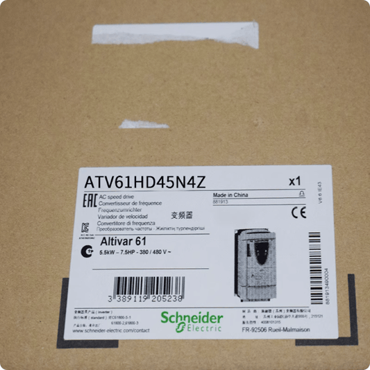 Schneider Electric Altivar ATV61HD45N4Z VFD, 60 HP (45 kW), 3-Phase 380-480V, IP20, Modbus, CANopen
