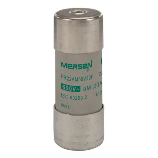 Mersen W212079 - FR22AM69V20P Ferrule Fuse, 20A 690V, 22x58mm