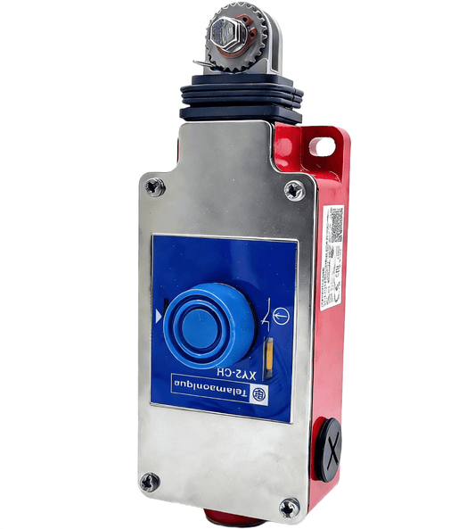 Telemecanique XY2CH13270H29 Latching Emergency Stop Rope Pull Switch, 2NC, Red Housing