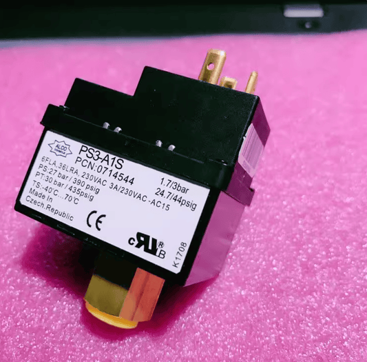 ALCO ALCO PS3-A1S Pressure Switch, 1.7/3 bar (24.7/44 psig) Adjustable Differential, SPDT 3A 230VAC, Refrigeration/HVAC, PCN 0714544 (Emerson)