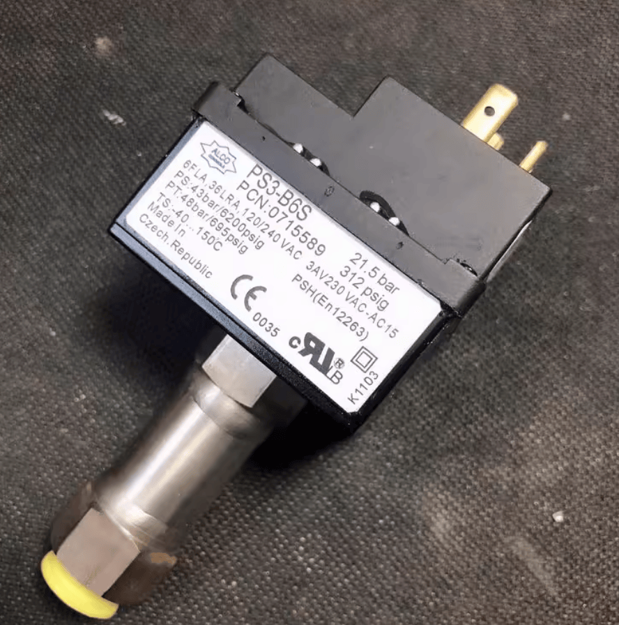 ALCO Long joint ALCO PS3-B6S Adjustable Pressure Switch, 21.5 bar 312 psig, SPDT, High-Pressure, Refrigeration/HVAC, PCN 0715589