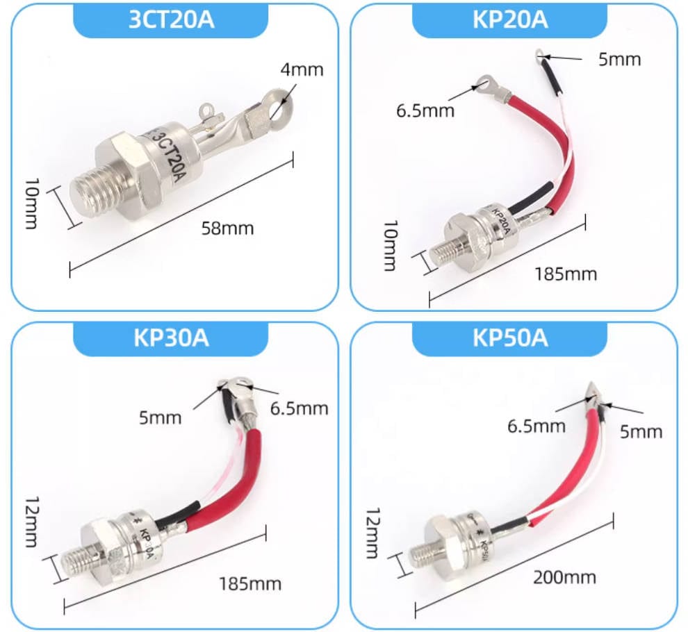 Apexon Thyristor control tube Thyristor control tube :  KP50A 200-2000V (10 Pieces)