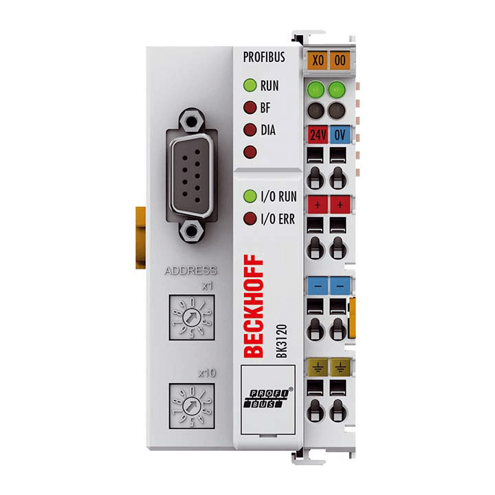 Beckhoff Ethernet Module Beckhoff BK3120 PROFIBUS Economy Plus Bus Coupler, DP V1, 12 Mbaud, 128 In/128 Out, 24V DC, 51×100×69 mm