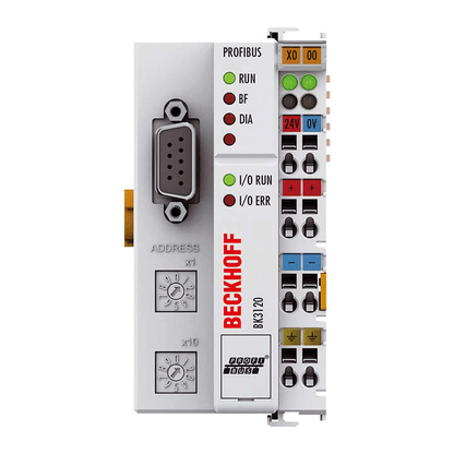 Beckhoff Ethernet Module Beckhoff BK3120 PROFIBUS Economy Plus Bus Coupler, DP V1, 12 Mbaud, 128 In/128 Out, 24V DC, 51×100×69 mm