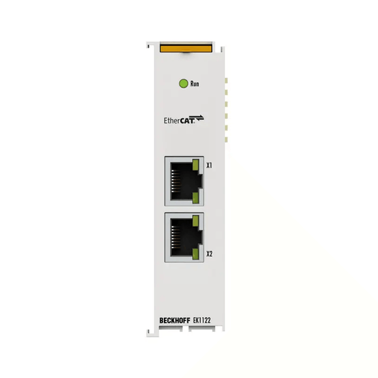 Beckhoff Ethernet Module Beckhoff EK1122 EtherCAT Junction 2-Port, 2x RJ45 100BASE-TX, Hot Connect, 24×100×52 mm
