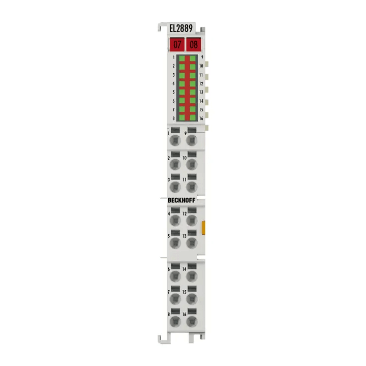 Beckhoff Ethernet Module Beckhoff EL2889 EtherCAT Terminal, 16-Channel Digital Output (Ground Switching), 24V DC, 0.5A/Channel, 12×100×68 mm