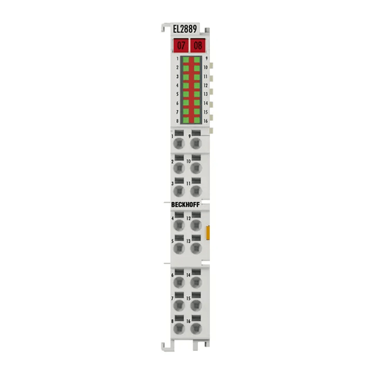 Beckhoff Ethernet Module Beckhoff EL2889 EtherCAT Terminal, 16-Channel Digital Output (Ground Switching), 24V DC, 0.5A/Channel, 12×100×68 mm