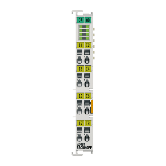 Beckhoff Ethernet Module Beckhoff EL3068 EtherCAT Terminal Analog Input, 0–10 V, 12-bit, 8 Channels, 12×100×68 mm