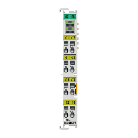 Beckhoff Ethernet Module Beckhoff EL3104 EtherCAT Terminal Analog Input, ±10 V, 16-bit, 4 Differential Channels, 12×100×68 mm