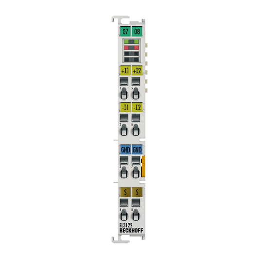 Beckhoff Ethernet Module Beckhoff EL3122 EtherCAT Terminal 2-Channel Analog Input, 4–20 mA Differential, 16-bit, 12×100×68 mm