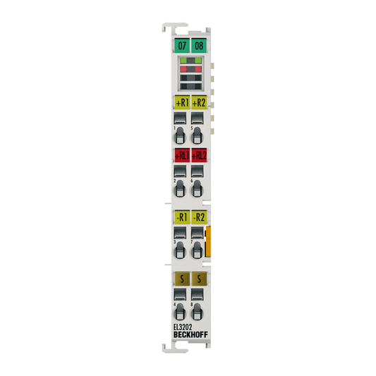 Beckhoff Ethernet Module Beckhoff EL3202 EtherCAT Terminal 2-Channel RTD Input, Pt/Ni/KTY Support, 16-bit, 12×100×68 mm