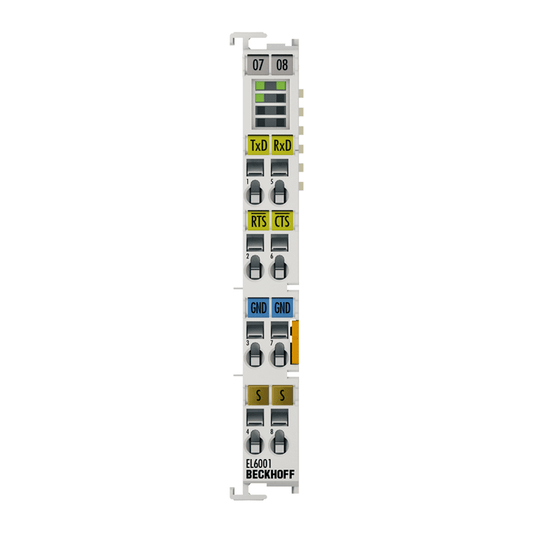Beckhoff Ethernet Module Beckhoff EL6001 EtherCAT Terminal Serial Interface, RS232, 2400–115200 Baud, 1 Channel, 12×100×68 mm