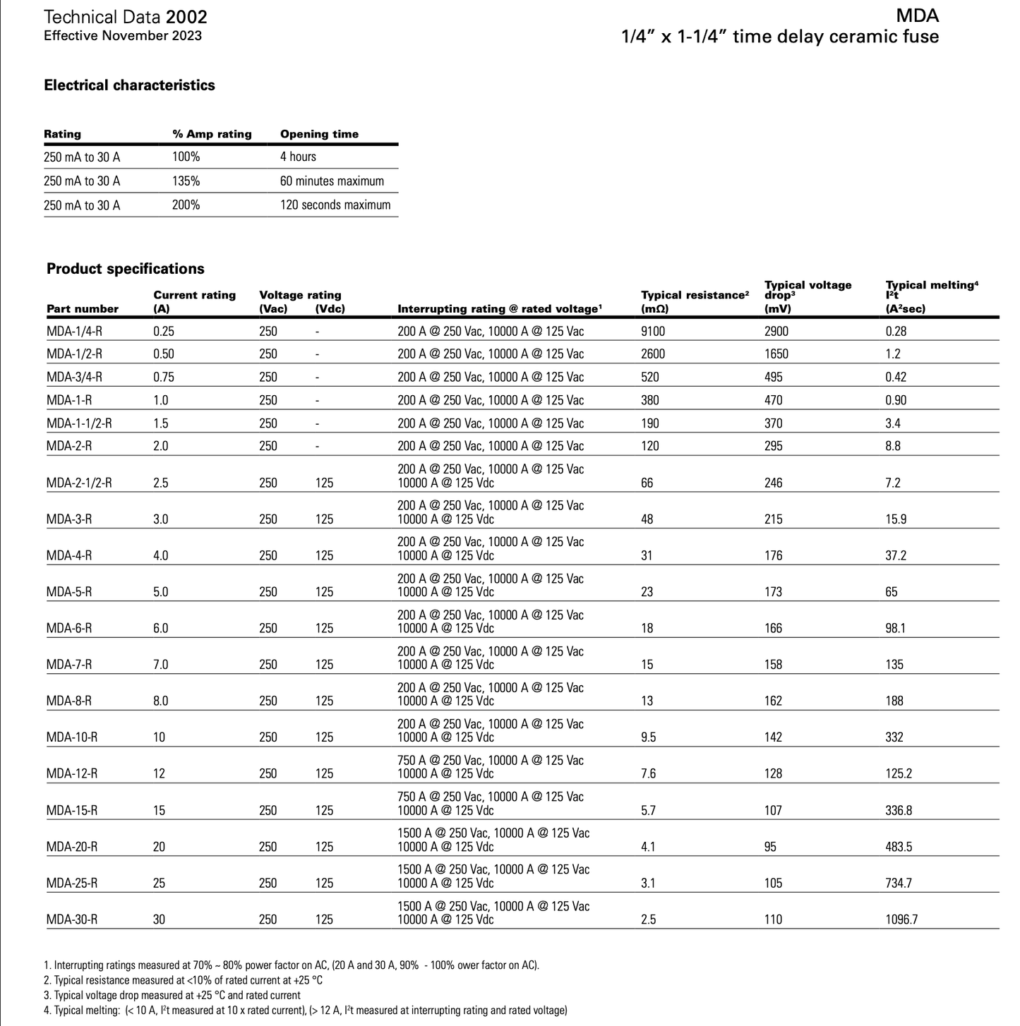 Bussmann Eaton Bussmann MDA-6-R Fuse, 6.3x32mm, 6A 250VAC/125VDC, Time-Delay Ceramic - Pack of 28