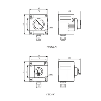 CZ Illumination Switches CZ CZ0240/1 Explosion-proof Illumination Switch, GRP, 16A 250V, Ex db eb IIC T6 Gb T80℃ Db, IP66, IECEx ATEX Approved